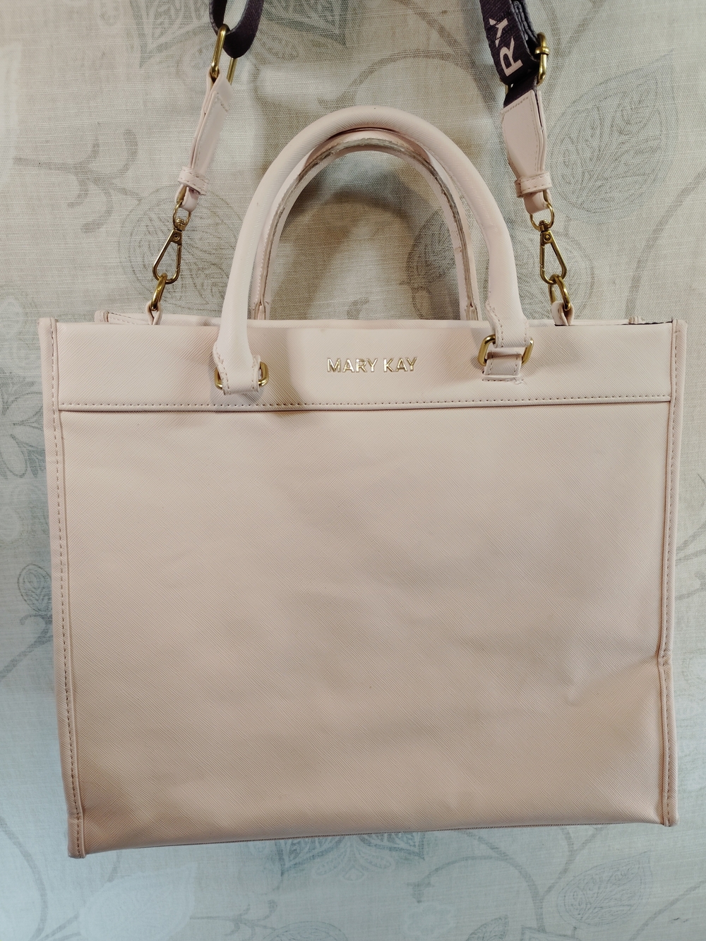 Mary Kay Pale Pink Tote Crossbody Bag with Gold Hardware